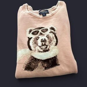 Lands' End ‘Amelia Bearhart’ Pink Bear Sweater, Size Small